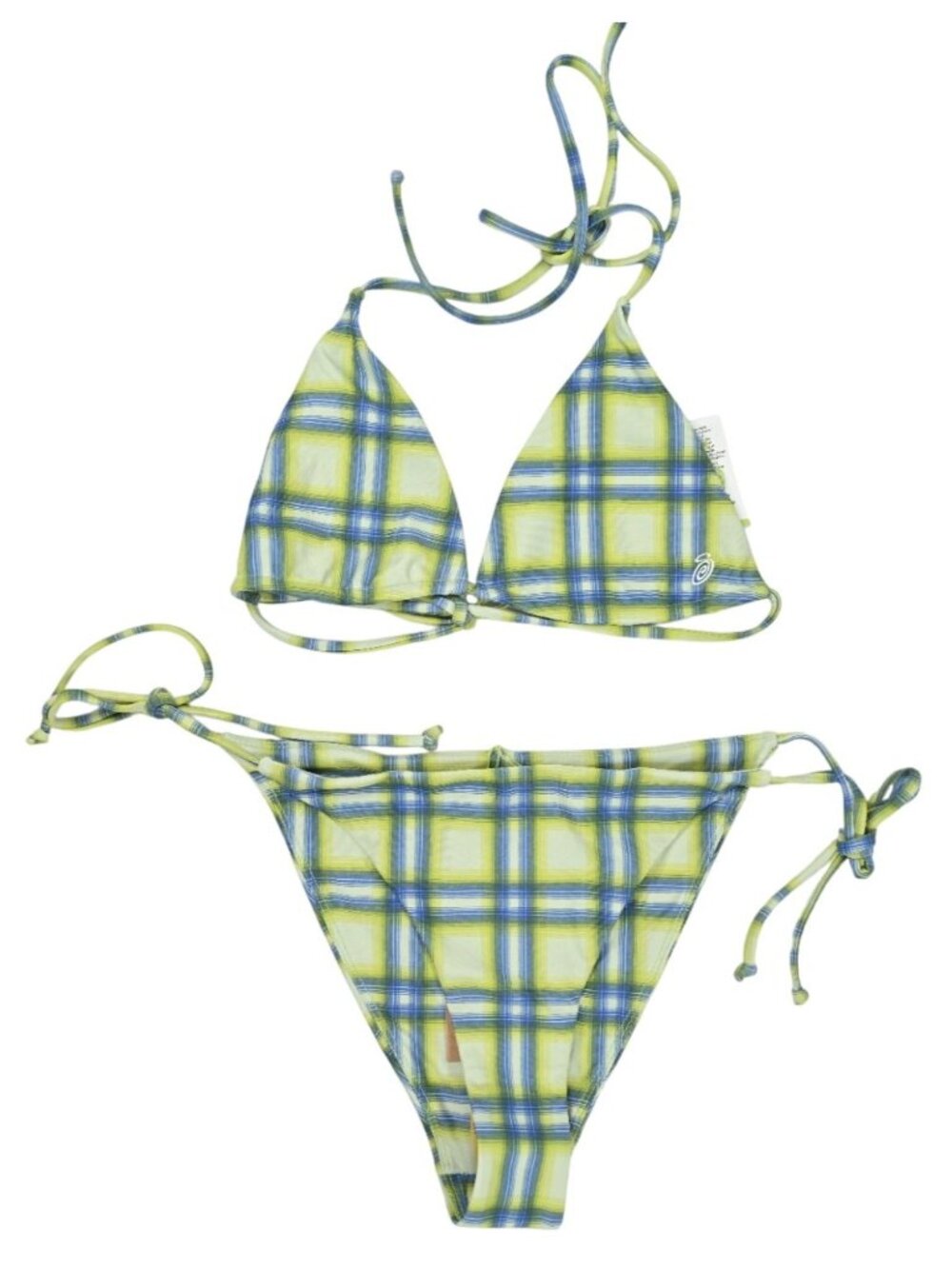Stussy Triangle Bikini Top & Bottoms in Green Plaid